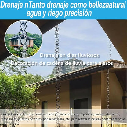 Rain Chains for Gutters Downspouts Outside-Decorative Rain Chain Metal Cups,Adjustable Hanging Rain Hutter Chain,Replacement for Downspout,Vintage Copper Rain Catcher Frog-2.6m(8.6ft)