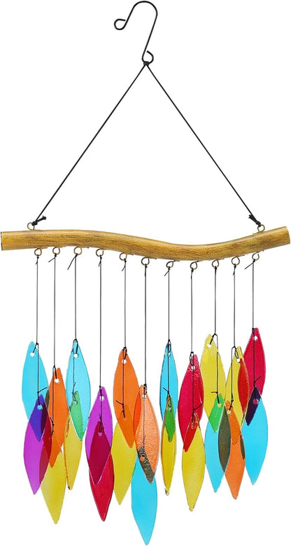 Colorful Glass Wind Chimes, 20 inches, Garden Decor for Patio and Home (Style 2)