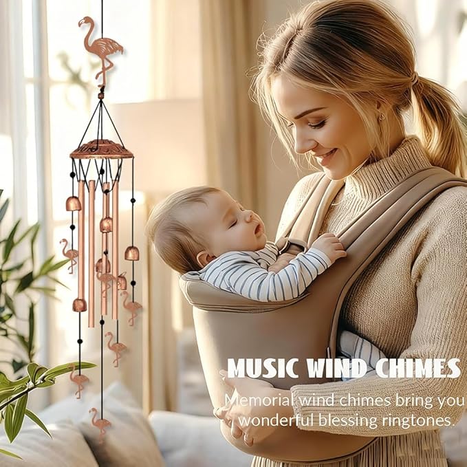 INFUNLY Flamingo Wind Chimes for Outside Flamingos Metal Wind Chime Aluminum Windchime Tubes Animals Memorial Wind-Bell Music Windchimes with Bells for Yard Garden Decor Housewarming Birthday Gift