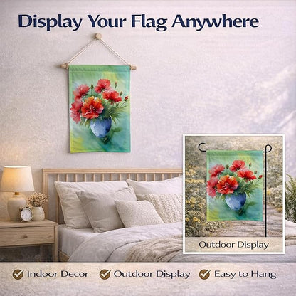Caroline's Treasures Ohio Scarlet Carnations in Watercolor Garden Flag Mailbox Flag Decorative Yard Flag Banner Outside Patio Artwork Yard Flower Beds, Garden Size, Multicolor