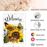 Summer Sunflower Butterfly Garden Flag 12x18 inch Double Sided Welcome Burlap House Flag, Small Outdoor Yard Flag for Garden Porch Farmhouse Decor