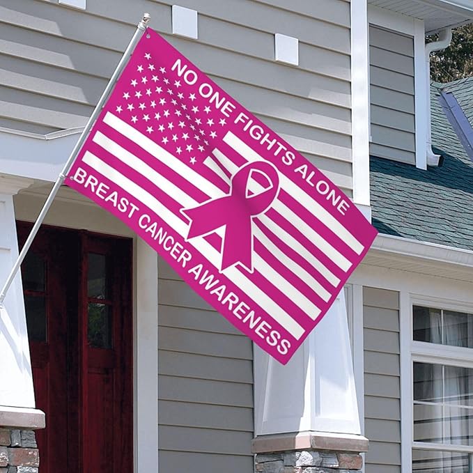 Breast Cancer Awareness Flag 3x5 Ft Outdoor Indoor With Grommet Pink Ribbons Garden Yard Banner Decorative Sign