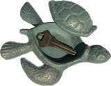 Top Brass Sea Turtle Key Hider Figurine - Cast Iron Garden Statue with Secret Storage Compartment Jewelry Trinket Box - Indoor/Outdoor Ocean Beach Decor