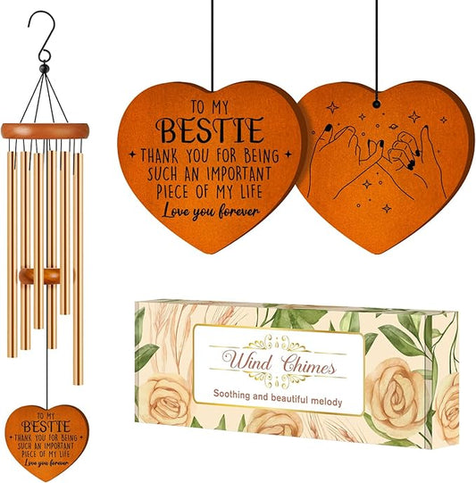 Bestie Gifts for Women, Best Friend Wind Chimes, Friendship Bestie Happy Birthday Gift for Women, Graduation Thanksgiving Presents for Friends Female BFF