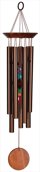 Woodstock Wind Chimes for Outside, Garden, Patio, Porch, Outdoor Decor, Meditation Yoga, Awareness and Relaxation (24") Woodstock Chakra Chime Seven Stones Large Size Bronze Wind Chime Gifts (CC7LBR)