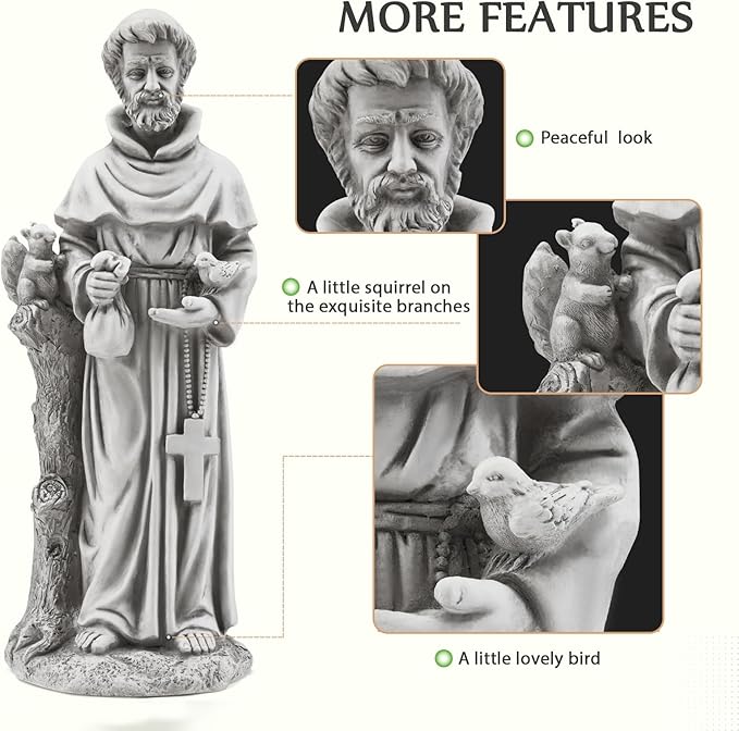 YOLENY St Francis Garden Statue Outdoor, 30.7" H Saint Francis of Assisi Statue Outside Religious Sculpture for Patio Decor