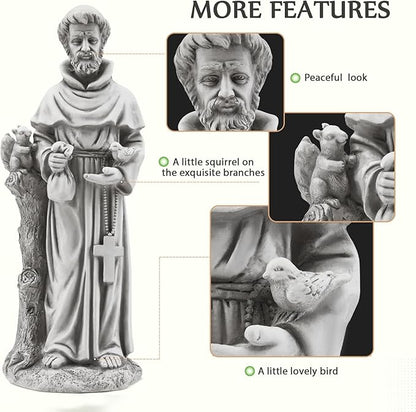 YOLENY St Francis Garden Statue Outdoor, 30.7" H Saint Francis of Assisi Statue Outside Religious Sculpture for Patio Decor