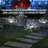 2 PCS Solar Firework Light, Outdoor Solar Garden Decorative Lights 120 LED Powered 40 Copper Wires String DIY Landscape Light for Walkway Pathway Backyard Christmas Decoration Parties (Cool White)