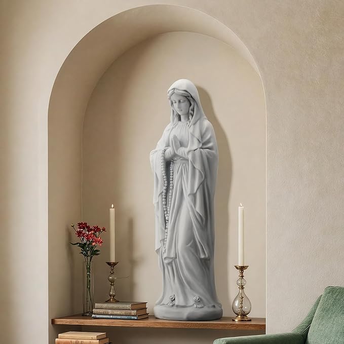 Virgin Mary Praying Statue, 29.9" H Garden Statue of Mary, Blessed Mother Outdoor Religious Sculpture for Patio Yard Home Decor