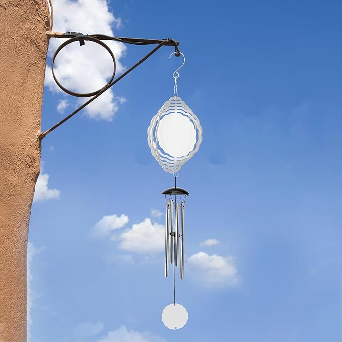 Sublimation Wind Chimes Spinner Blanks 20 Inch, with 4 Thickened Aluminum Tubes for Mom Grandma Women DIY Gift Indoor Outdoor Decoration Kinetic Sculpture Easy to Use & Install