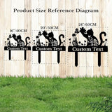 Personalized Metal Custom Garden Sculptures Statues, Yard Art,Shed, Flowerbed Decoration, Outdoor Decor, Animal Stake Pack, Cat Kitty Rabbit Bunny Dog Puppy Flower Metal Signs (Cat A)
