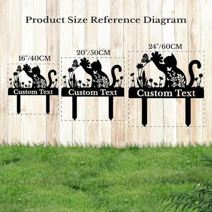 Personalized Metal Custom Garden Sculptures Statues, Yard Art,Shed, Flowerbed Decoration, Outdoor Decor, Animal Stake Pack, Cat Kitty Rabbit Bunny Dog Puppy Flower Metal Signs (Cat A)
