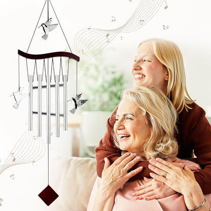 Hummingbird Wind Chime for Outside, Decorative Hummingbird Windchimes with 7 Aluminum Tubes Humming Bird Wind Spinner Memorial Sympathy Gifts for Mother Grandma Garden Indoor Outdoors Clearance