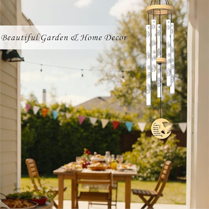 Gifts for Daughter, Unique Birthday Gift for Daughter from Mom Dad, 32" Butterfly Daisy Modern Wind Chimes, Love Reminder Gifts for Birthday Graduation Mother's Day (for Daughter)
