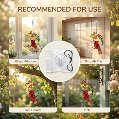 Cardinal Gifts for Women Mom Grandma, Cardinal Suncatcher for Window Hanging, Bird Lover Gift, Spring Garden Decor for Indoor Outdoor(5)