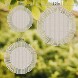 Vintage Boho Geometric Stripes Round Wind Spinner 8", 3D Stainless Steel Wind Spinners for Yard and Garden Retro Beige Indoor Outdoor Metal Hanging Craft Ornaments for Porch Lawn