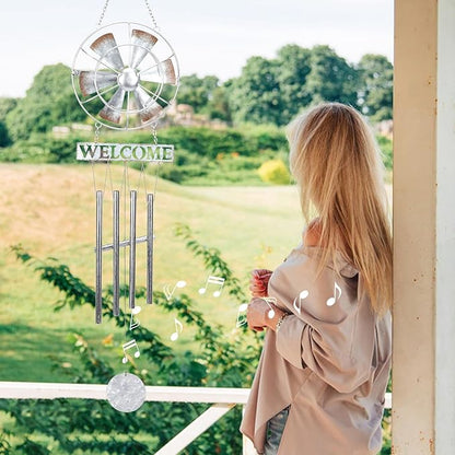 MUMTOP Wind Chimes for Outside, Metal Wind Chimes Outdoor with Wind Spinner and Welcome Sign for Home, Garden and Patio Decor