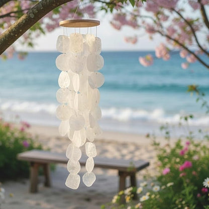 Solange & Frances Natural Capiz Shells Wind Chimes for Outside. Spring Decor Wind Chimes Patio Decor. Unique Gift Ideas for Mom, Birthday Gifts for Women