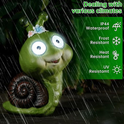 Solar Garden Outdoor Statues Snail with LED Eyes,Solar Powered Resin Animal Sculpture,Outdoor Garden Decorations,Balcony, Patio Lawn Yard Art Ornaments,Unique Housewarming Gifts