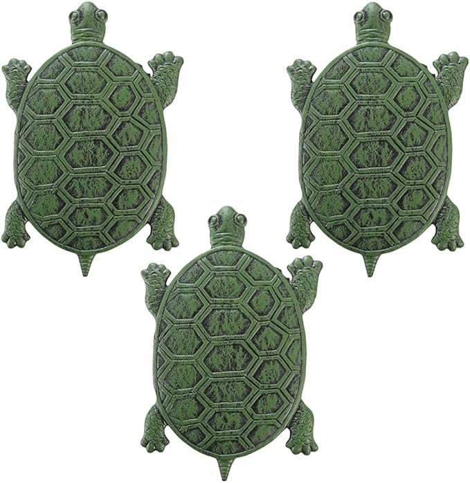 MDLUU 3-Pack Turtle Stepping Stone, Cast Iron Flagstone, Decorative Tortoise Stepping Stone for Garden Walkway, Flower Bed