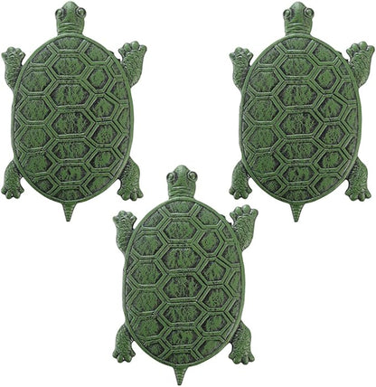MDLUU 3-Pack Turtle Stepping Stone, Cast Iron Flagstone, Decorative Tortoise Stepping Stone for Garden Walkway, Flower Bed