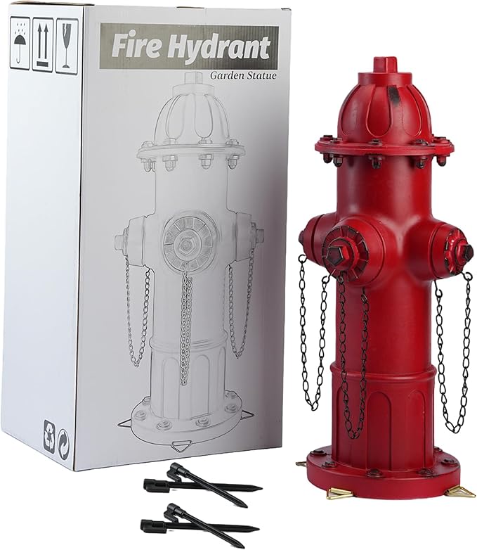 Realistic Resin Fire Hydrant Statue for Potty Training Dogs - Dog Fire Hydrant Pee Post, Weather-Resistant Garden Decor,Outdoor Garden & Lawn Ornament(Suitable for Any Size Dog;21In;Retro Red)