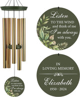 ASTARIN Personalized Memorial 30"/36" Wind Chimes for Loss of Loved One Mom Dad, Produced in USA Memorial Gifts for Sympathy Bereavement Remember, Deep Tone in Memory of Wind Chimes for Outside