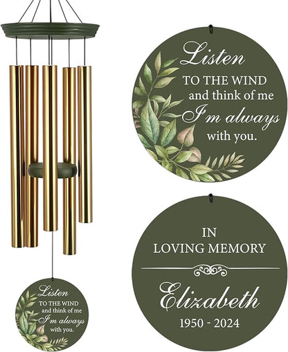 ASTARIN Personalized Memorial 30"/36" Wind Chimes for Loss of Loved One Mom Dad, Produced in USA Memorial Gifts for Sympathy Bereavement Remember, Deep Tone in Memory of Wind Chimes for Outside