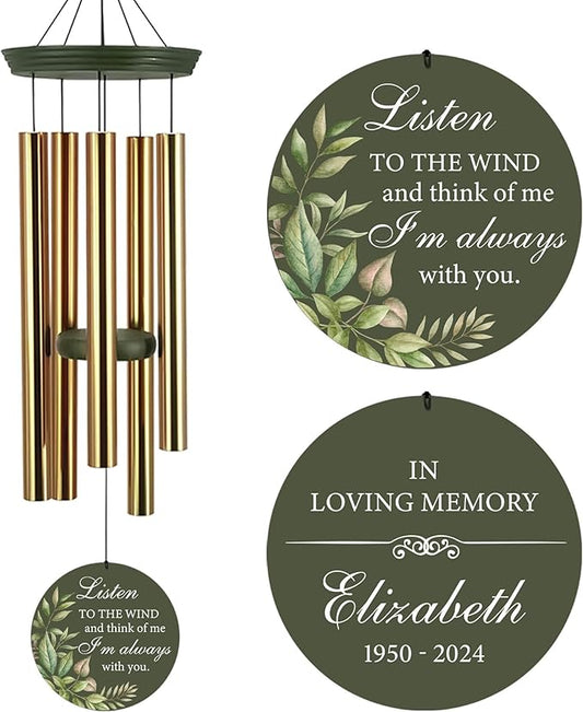 ASTARIN Personalized Memorial 30"/36" Wind Chimes for Loss of Loved One Mom Dad, Produced in USA Memorial Gifts for Sympathy Bereavement Remember, Deep Tone in Memory of Wind Chimes for Outside