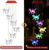 Dog Solar Wind Chimes for Outside Colors Changing Lights Outdoor Waterproof Multicolor Wind Chime Gifts for Mom Grandma Mobile Hanging Windchimes for Garden Party Yard Window Decor