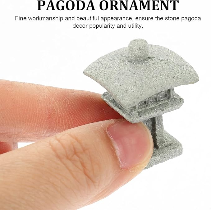 Didiseaon 4pcs Mini Pagoda Statues, Japanese Sandstone Lantern Bonsai Decor, Micro Landscape Aquarium Fish Tank Ornaments