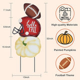 hogardeck Fall Decorations for Home Outdoor, 32" Decorative Garden Stakes with 3 Stacked Pumpkin Football Helmet for Fall Decor, Metal Yard Signs for Garden Home Lawn Patio Thanksgiving Decorations