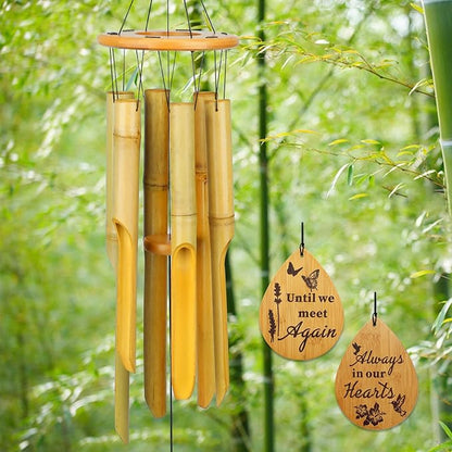 Afirst Bamboo Wind Chimes, 37.5" Wooden Wind Chimes for Outside Valentine's Day Gift Memorial Sympathy Gift for Memory of Loss of Love One,for Garden, Patio, Home or Outdoor Decor