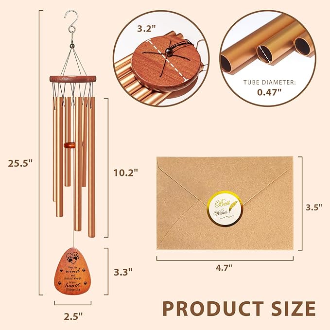Personalized Pet Memorial Wind Chime - Custom Sympathy Gift for Loss of Dog or Cat, Engraved Outdoor Remembrance Wind Chime for Garden, Patio