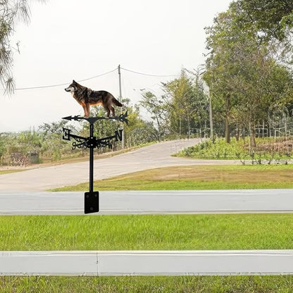 Colorful Wild Wolf Weather Vane Metal Craft Rooftop Weathervane Iron Wind Direction Indicator Garden Statue Yard Decor Lawn Ornament (A)