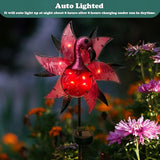 Flamingo Solar Wind Spinner Garden Decor, Lighted Garden Spinning Art Decors, Landscape Path Lights Wind Sculptures Decorations, Pathway Metal Stakes Lighting Kinetic Wind Catcher for Outside