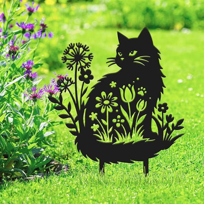 SUPERDANT Metal Cat Garden Decor for Outside Flowers Kitten Yard Stakes for Decorations Outdoor Statues Iron Art Stake Decorative Silhouette Lawn Ornament Patio Porch Farmhouse Decoration Gifts