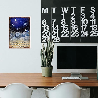 Dragonfly Tin Sign Night Sky Metal Poster Vintage, I Know That was You, Wall Art Decor Gifts for Home Bar Kitchen Restaurant Bedroom Garden Plaque 8x12 Inch