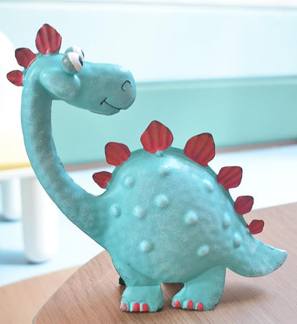 Handpainted Metal Dinosaur Decor - Outdoor Garden Statue for Yard/Indoor Shelf, Cute Dinosaur Gift for Garden Lovers