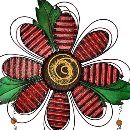 Hanging Welcome Sign Metal Flower Signs Wreath Decor Decorative Door Hanger Indoor Outdoor Spring Decoration for Porch Wall Front Door (Red)