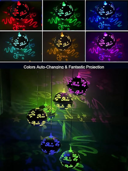 Christmas Solar Wind Chimes for Outside, Color Changing Ball Christmas Decorations Wind Chimes Outdoor Solar Hanging Lights for Garden Yard Patio Party, New Year Birthday Gifts for Mom Women Grandma