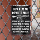 Funny Gun Sign for Home Security No Trespassing Private Property Metal Tin Sign for Wall Door Porch Yard Outdoor Vintage Decor 8" x 12"