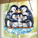 Personalized Penguin Family Acrylic Sun Catcher Ornament Gift for Grandma Mom Dad Grandpa, Custom Kids Names Window Decor, Mothers Day Birthday Gifts for Mimi Nana Papa from Grandkids