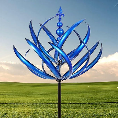 Large Outdoor Metal Wind Spinners,Garden Metal Wind Sculpture,Wind Spinners for Yard Garden,Unique and Magical Metals Windmill Outdoor Wind Spinner,360° Swivel Wind Sculpture Yard Art,Durable (Blue)