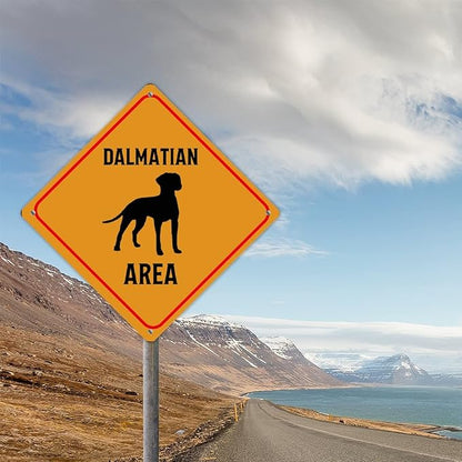 Dalmatian Area Xing Caution Crossing Sign Dalmatian Dog Metal Tin Sign Warning Sign Novelty Road Fence Yard Wall Decor For Indoor Outdoor Highway12x12in