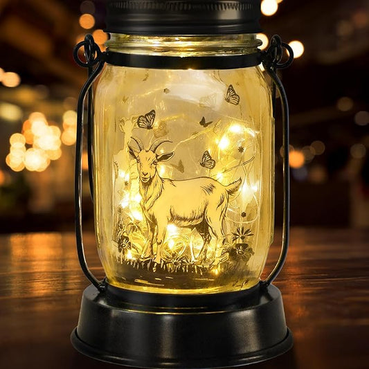 kyoryuger Goat Gifts for Women/Men Goat Solar Lanterns Mom Birthday Animal Lovers Lantern Animal Memorial Lights Solar Garden Decoration for Yard, Patio,Backyard,Porch Torches