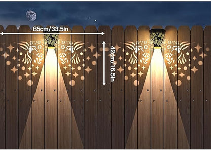 2 Pack Solar Fence Lights Outdoor Wall lihgts Decorations Metal Solar Deck Lights Waterproof LED Solar Powered Step Lights Warm White Light Decorative Lighting for Garden, Front Door, Backyard (metal)
