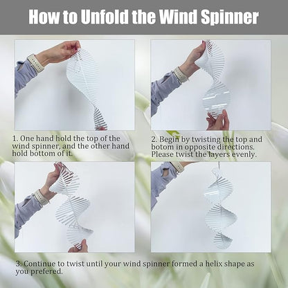 4 Pack 11inch Sublimation Wind Spinner Blanks 3D Aluminum Metal Wind Sculpture Kinetic Spinners for Yard and Garden Indoor Art Ornaments Hanging Decoration (Helix)