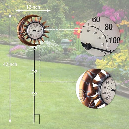 Outdoor Thermometer Decorative Garden Stakes Thermometer Metal Garden Decor for Lawn Yard Pathway Patio Decorations