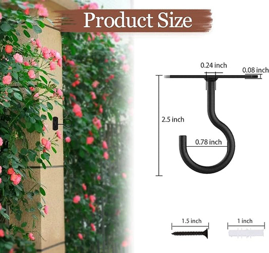Ceiling Hooks for Hanging Plants 2Pack 2.5in,Wall Plant Hooks for Plants,Lights,Planters,Lanterns,Hanging Bird Feeders,Wind Chimes,Indoor&Outdoor Decoration Black